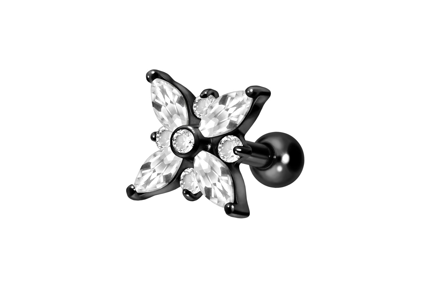 Titan Ohrpiercing mit Innengewinde KRISTALLSTERN